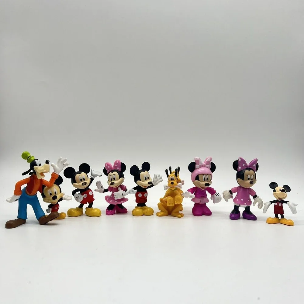 Disney Mickey Minnie Pluto Goofy PVC Action Figure Cake Topper Toy Lot Of 10